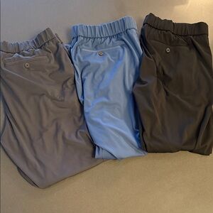 3 pair Bonobos Men's Casual Pants - Travel Trouser. Gray, Blue, Black